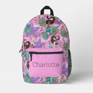 Impresa Mochila de sirena para niños con nombre en bolsill