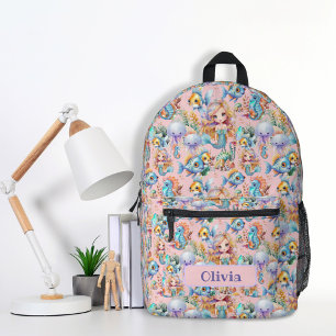 Impresa Mochila de sirena rosa personalizada