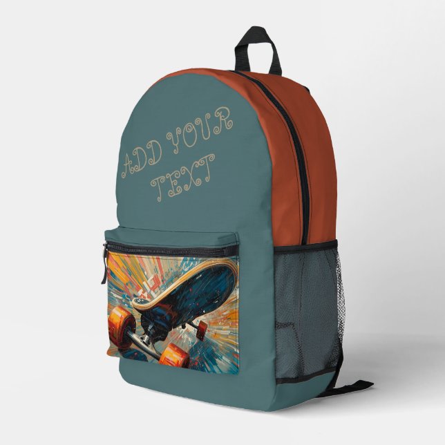 Impresa Mochila de skate personalizada – Texto personaliza (Esquina derecha trasera )