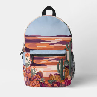 Impresa Mochila de Suculentas del Desierto – Paisaje Abstr