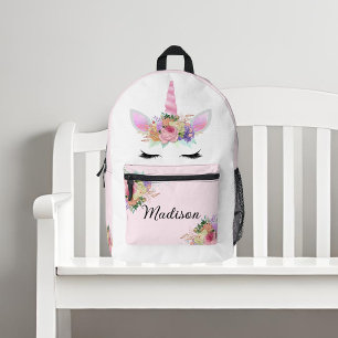 Impresa Mochila de Unicornio Floral Rosa