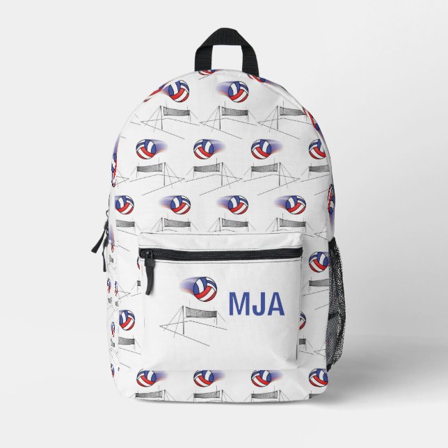 Impresa Mochila De Voleibol Vuela Sobre La Red (Anverso)