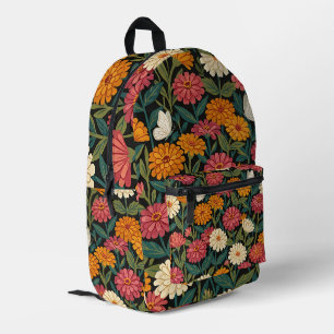 Impresa Mochila de Zinnias Cottagecore de Arte Abstracto