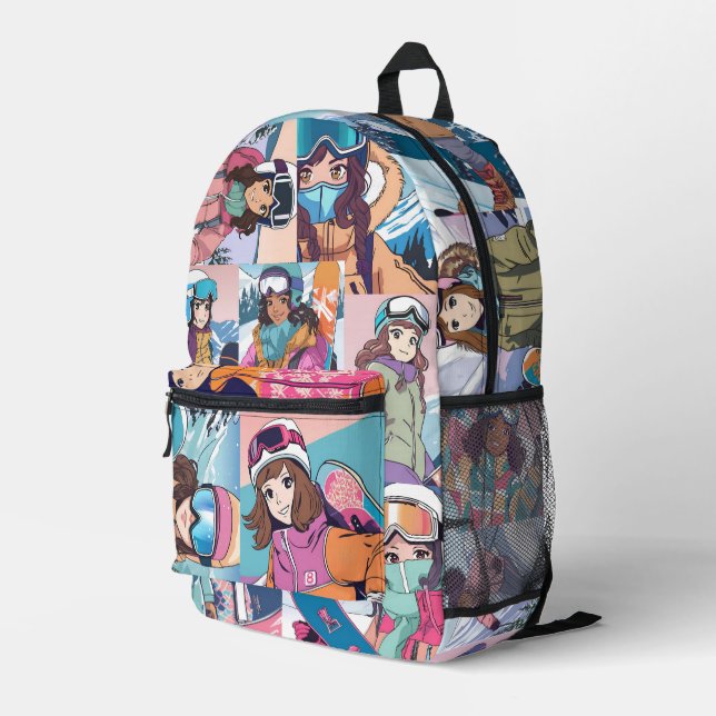 Impresa Mochila del Collage de Snowboarder Chica Anime (Esquina derecha trasera )