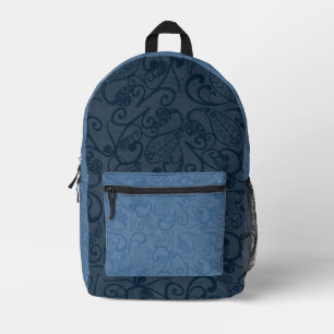 Impresa Mochila del patrón de hojas azules