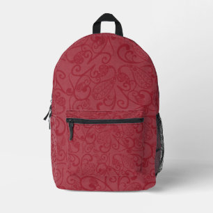 Impresa Mochila del patrón de leafy carmín profundo