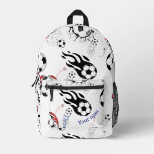 Impresa Mochila deportiva con patrón de bola de fútbol y f