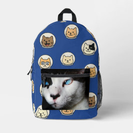 Impresa Mochila Divertida de Gato con Opción de Foto Perso