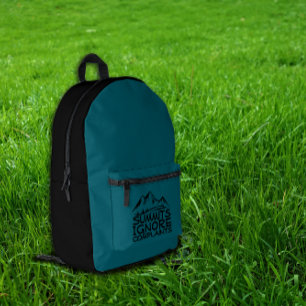 Impresa Mochila divertida para senderismo en la cumbre azu