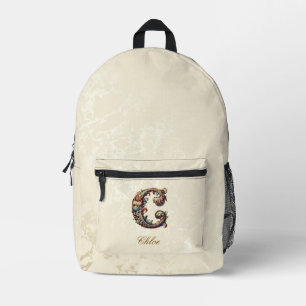 Impresa Mochila dorada clásica elegante Monograma barroco