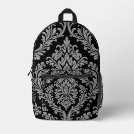 Impresa Mochila elegante del patrón de damasco plateado