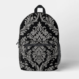 Impresa Mochila elegante del patrón de damasco plateado