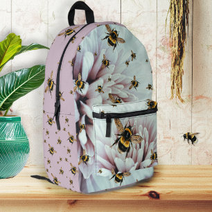 Impresa Mochila Escolar Abejas y Flores para Niñas