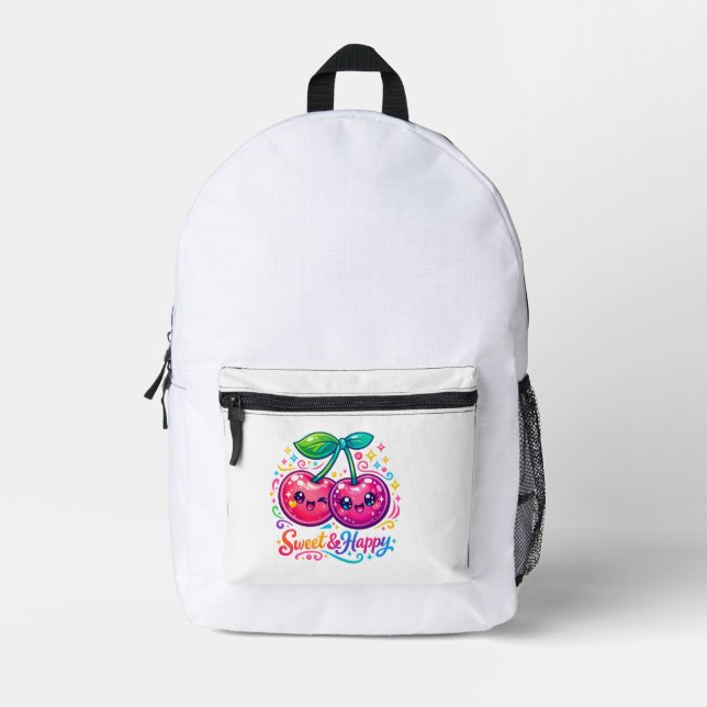 Impresa Mochila Escolar Cerezas Kawaii Adorable (Anverso)
