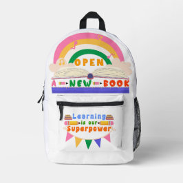 Impresa Mochila escolar con diseño de arco iris y bool abi