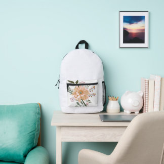 Impresa Mochila escolar con estampado floral estético para