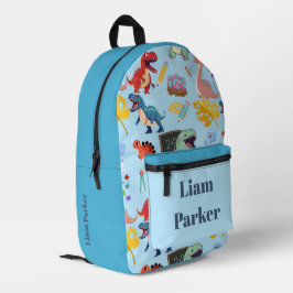 Impresa Mochila Escolar de Dinosaurio con Nombre Personali
