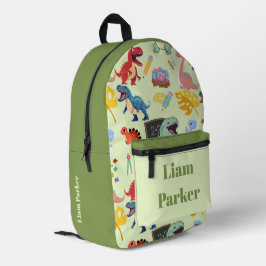 Impresa Mochila Escolar de Dinosaurio de Nombre Personaliz