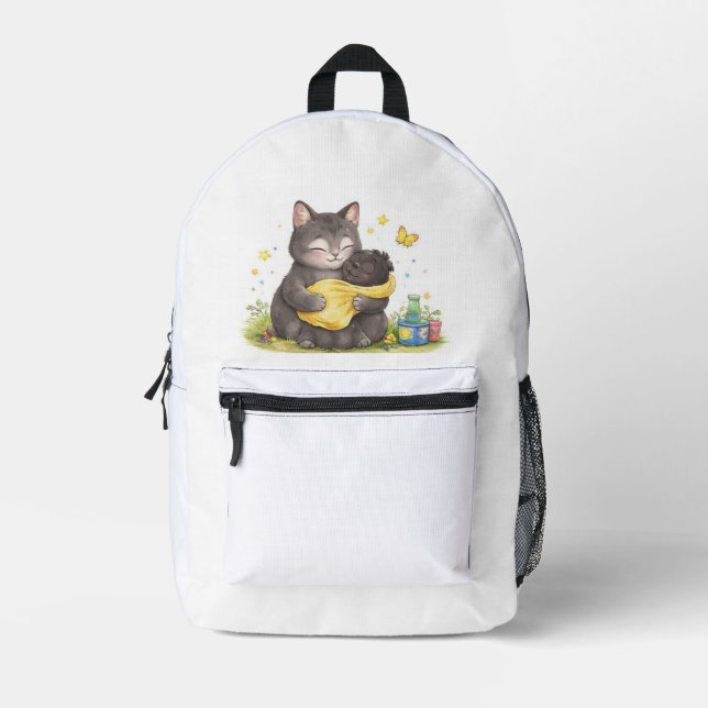 Impresa Mochila escolar de gato lindo (Anverso)