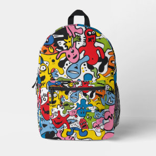Impresa Mochila Escolar Divertida para Niños con Doodle Im