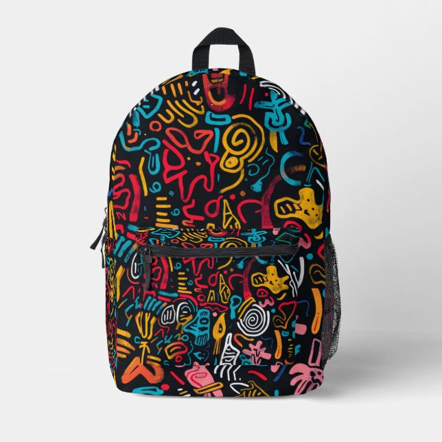 Impresa Mochila Escolar Estampada Hippie (Anverso)