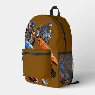 Impresa Mochila Escolar Genial de Coches y Motocicletas pa