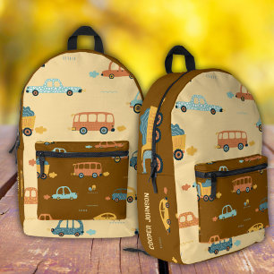 Impresa Mochila escolar para niños con nombre de coche ama