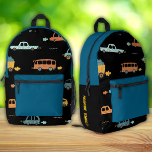 Impresa Mochila escolar para niños con nombre de coche per