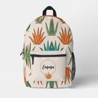 Impresa Mochila Escolar Personalizada de Cactus con Nombre