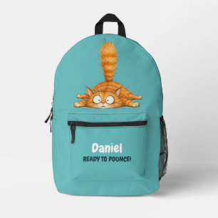 Impresa Mochila Escolar Personalizada de Gato Naranja Dive