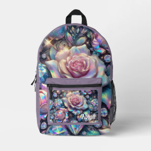 Impresa Mochila Escolar Rosa Iridescente Ópalo