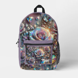 Impresa Mochila Escolar Rosa Iridescente Ópalo