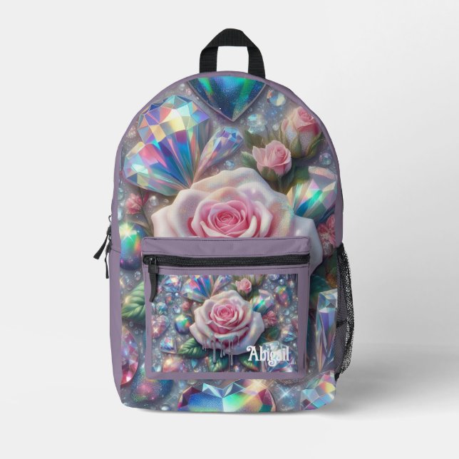Impresa Mochila Escolar Rosa Iridescente Ópalo (Anverso)