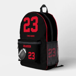 Impresa Mochila estadounidense de fútbol negro rojo 3
