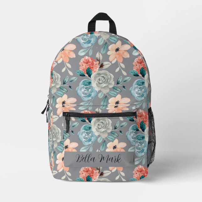 Impresa Mochila estampada floral vintage lindo peony (Anverso)