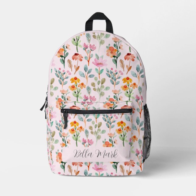 Impresa Mochila estampada floral vintage lindo peony (Anverso)