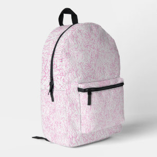Impresa Mochila estética abstracta rosa con garabatos