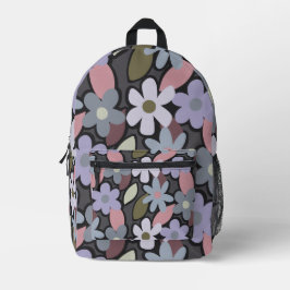 Impresa Mochila estética con patrón floral retro pastel