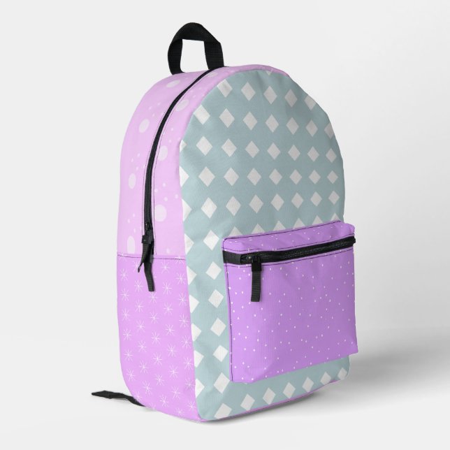 Impresa Mochila estética de lavanda rosa pastel (Esquina izquierda trasera)