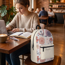 Impresa Mochila estética para niñas de crema pastel