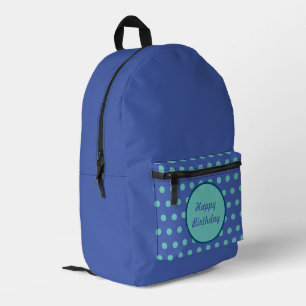 Impresa Mochila feliz cumpleaños (Denim Blue & Aqua)