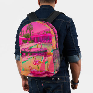 Impresa mochila flamingo de manantiales de palma rosa
