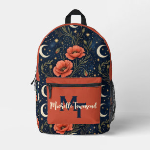 Impresa Mochila floral celestial personalizada con luna