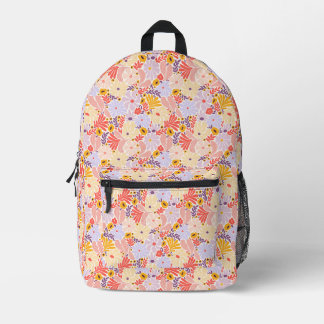 Impresa Mochila floral de inspiración vintage en rosa y mo