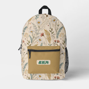 Impresa Mochila floral de jardín salvaje beige