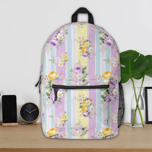 Impresa Mochila floral de lavanda a rayas