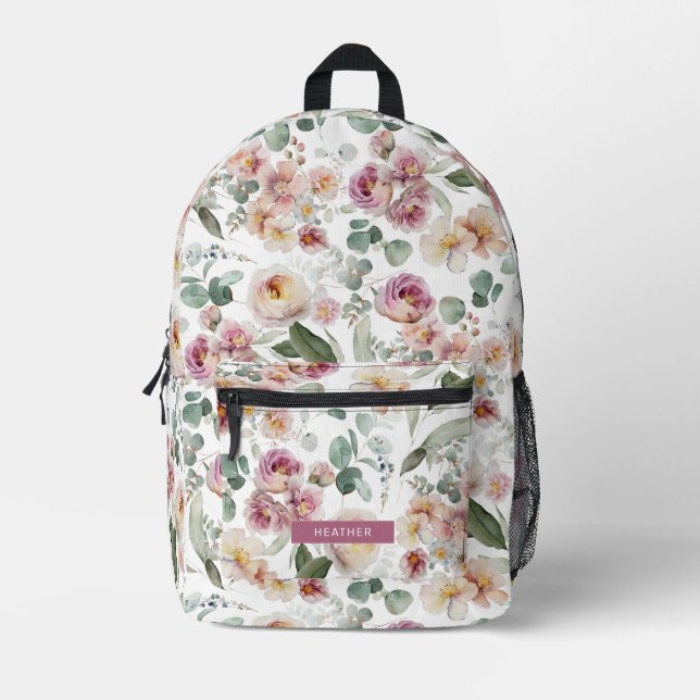 Impresa Mochila floral elegante (Anverso)