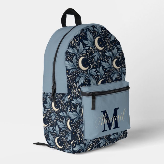 Impresa Mochila floral lunar celestial personalizada (Esquina izquierda trasera)