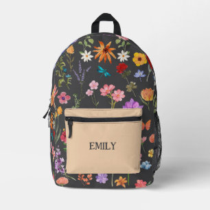 Impresa Mochila floral - Mochila escolar con nombre person