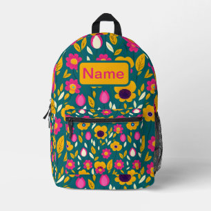 Impresa Mochila floral Verde azulada energética personaliz